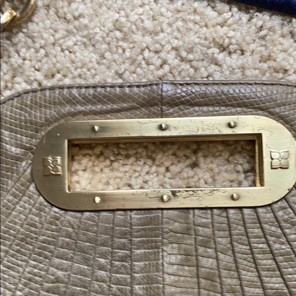 BCBGMAXAZRIA tan snakeskin leather tote - Picture 3 of 6